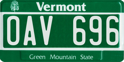 VT license plate OAV696