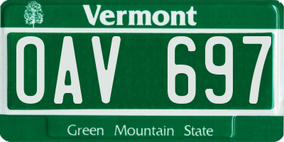 VT license plate OAV697