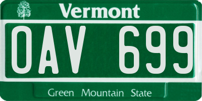 VT license plate OAV699