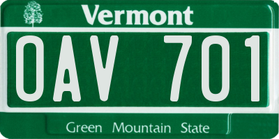VT license plate OAV701