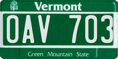 VT license plate OAV703