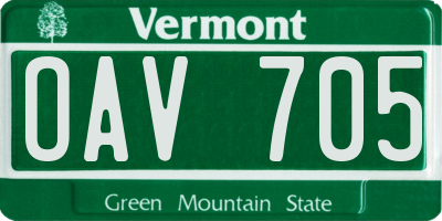 VT license plate OAV705