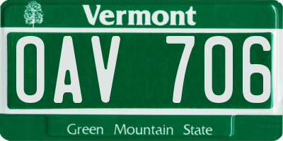 VT license plate OAV706