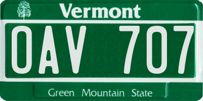 VT license plate OAV707