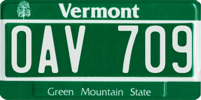 VT license plate OAV709