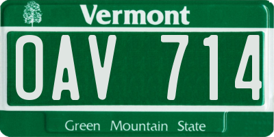 VT license plate OAV714