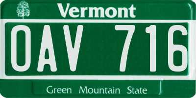 VT license plate OAV716