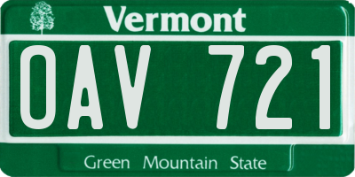 VT license plate OAV721