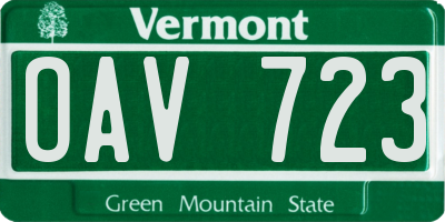 VT license plate OAV723