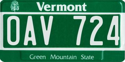 VT license plate OAV724