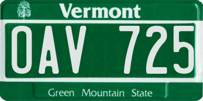 VT license plate OAV725