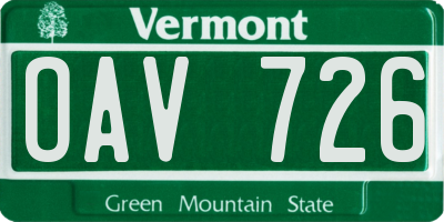 VT license plate OAV726