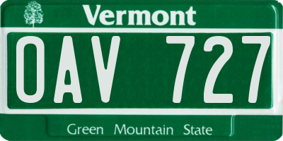 VT license plate OAV727