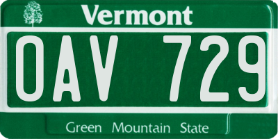 VT license plate OAV729