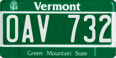 VT license plate OAV732