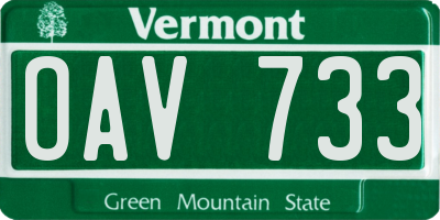 VT license plate OAV733