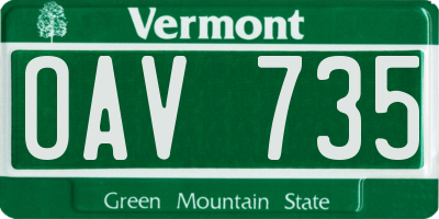 VT license plate OAV735