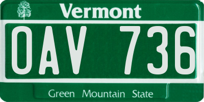 VT license plate OAV736