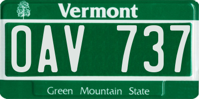 VT license plate OAV737