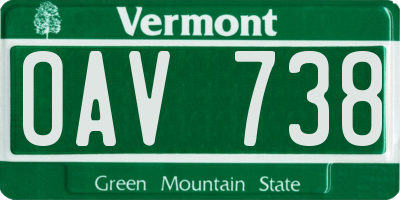 VT license plate OAV738