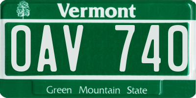 VT license plate OAV740