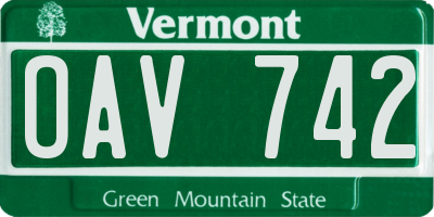 VT license plate OAV742