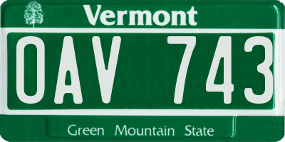 VT license plate OAV743