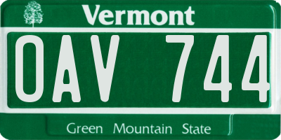 VT license plate OAV744