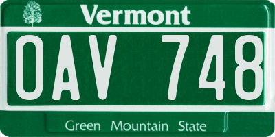 VT license plate OAV748