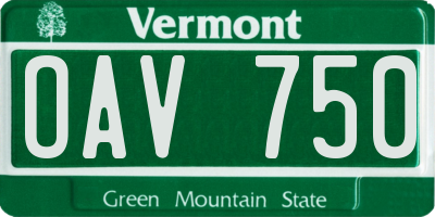 VT license plate OAV750