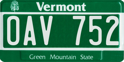 VT license plate OAV752