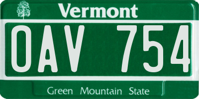 VT license plate OAV754