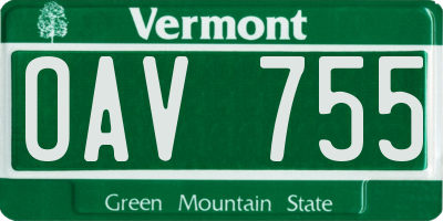 VT license plate OAV755