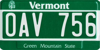 VT license plate OAV756