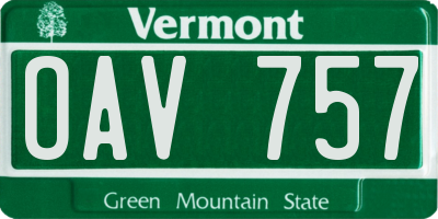 VT license plate OAV757