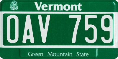VT license plate OAV759