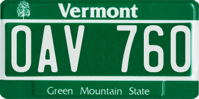 VT license plate OAV760