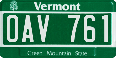 VT license plate OAV761