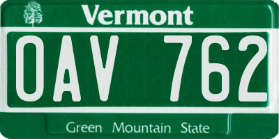 VT license plate OAV762