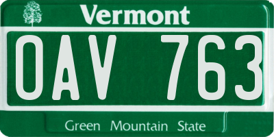 VT license plate OAV763
