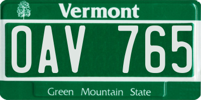VT license plate OAV765