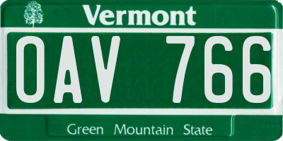 VT license plate OAV766