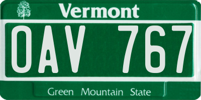 VT license plate OAV767