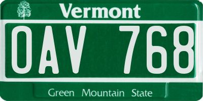 VT license plate OAV768
