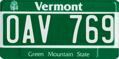 VT license plate OAV769