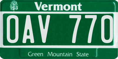 VT license plate OAV770