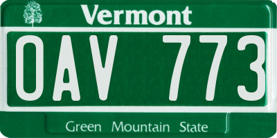VT license plate OAV773