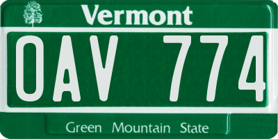 VT license plate OAV774