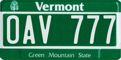 VT license plate OAV777