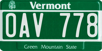 VT license plate OAV778